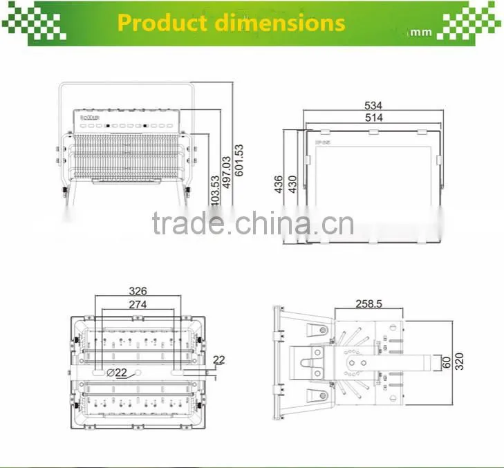 UL DLC 1000W LED Flood Light with 5 Years Warranty