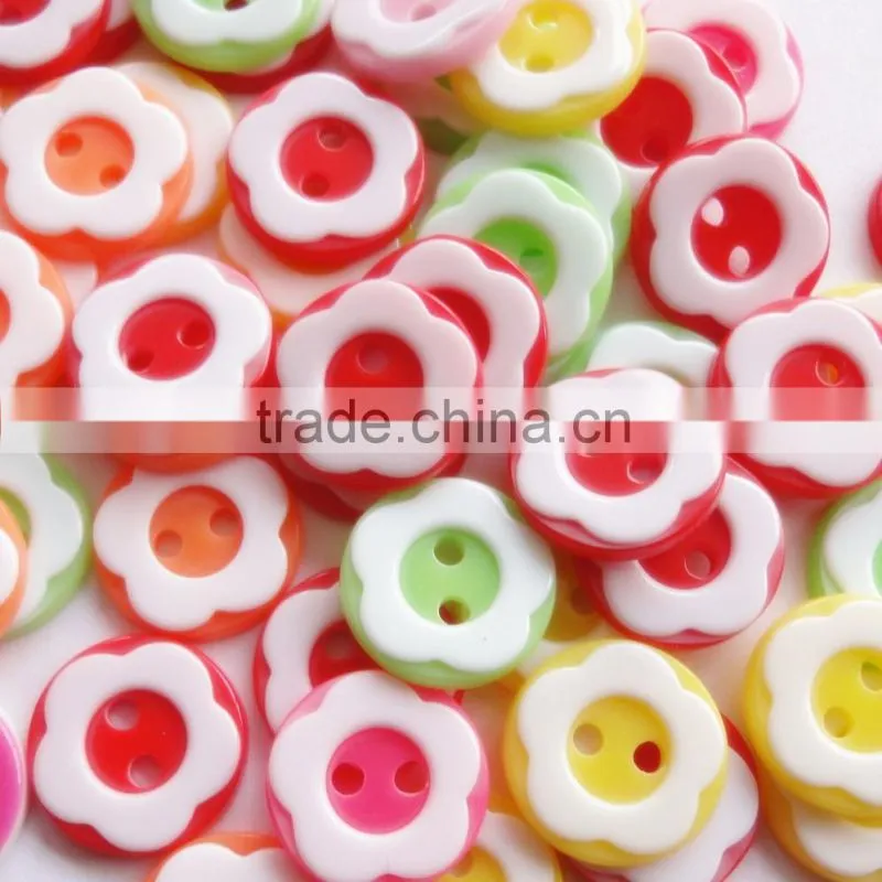 diy flower plastic resin mixed flower decoration buttons, kids handicraft making