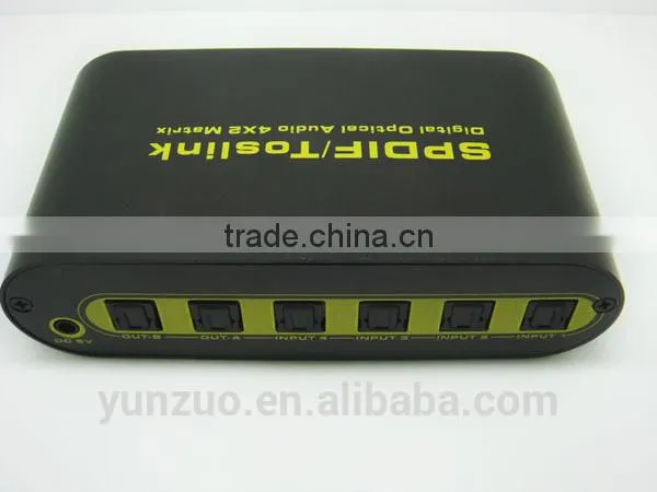 Newest 4x2 SPDIF matrix switch + Remote Control support 5.1 ch