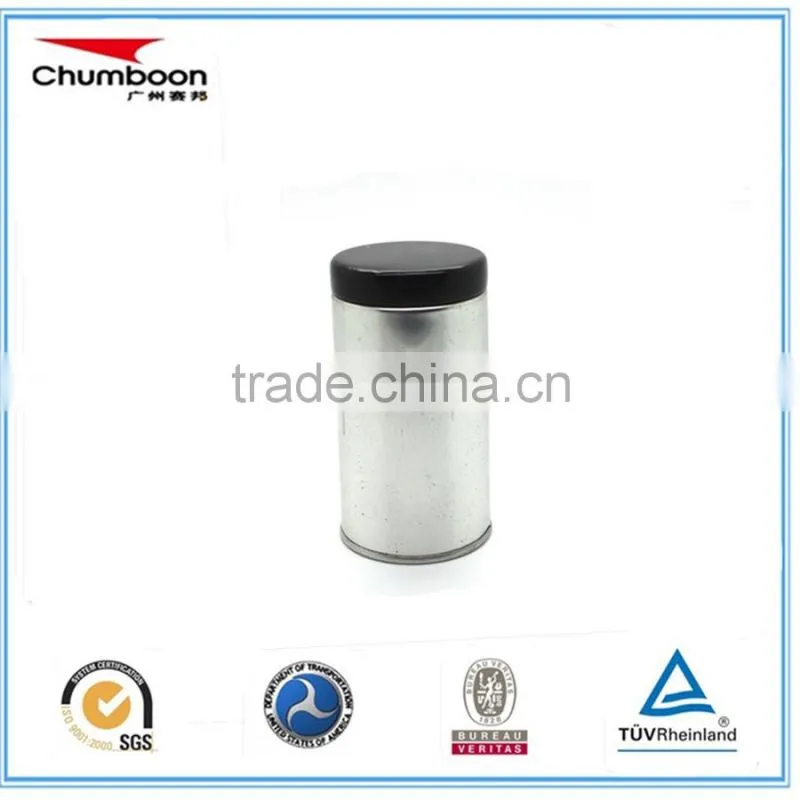 recycable round rubber insert tea sugar tin box / factory OEM metal box / good price tin can