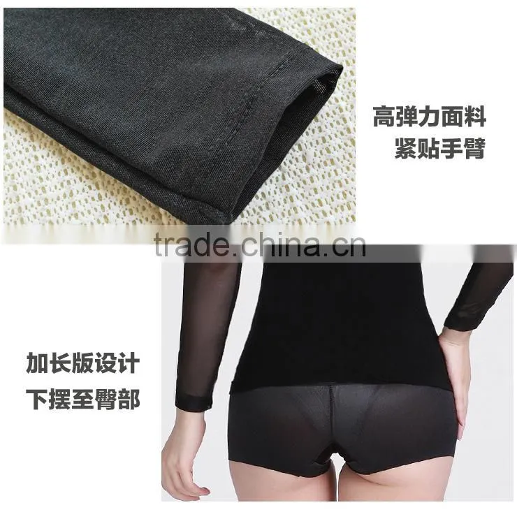 New Design Breathable Seamless Sexy Fitness Black Women Net Tops With Polka Dot Y182