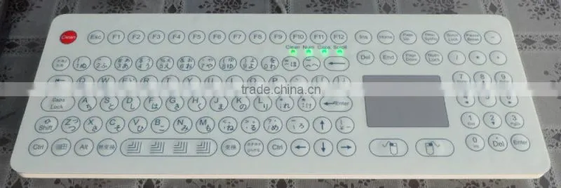 Industrial medical flat keyboard with sealed touchpad, easy clean keyboard