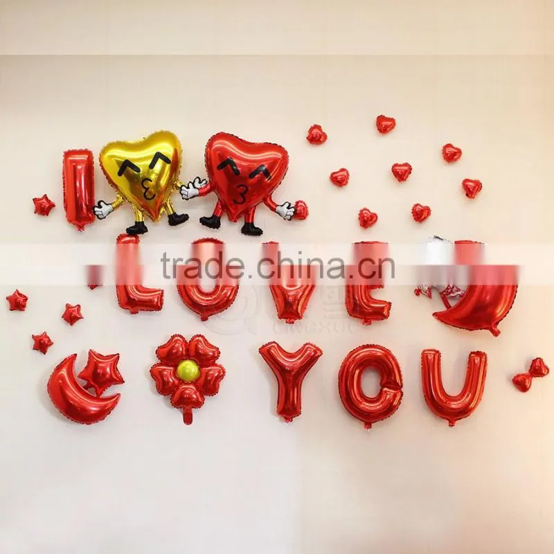Wholesale 16" 1314 I love you red set alphabet letter foil balloons