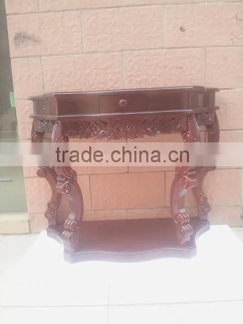 Stocking Hand carved side/end table,solid wood curved antique console table