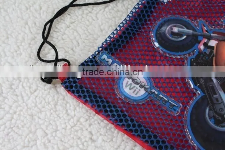 cartoon cheap mesh drawstring bag