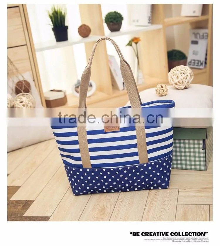 Cotton canvas beach tote bag