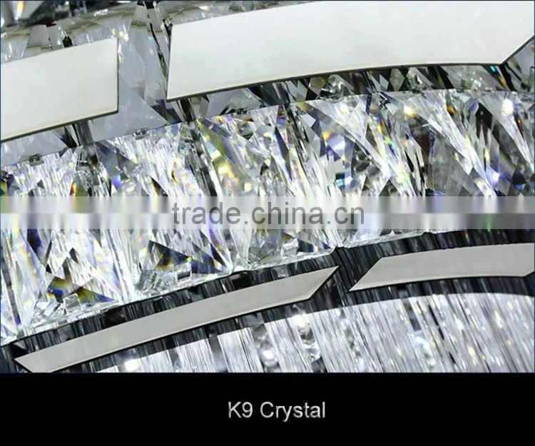 Contemporary Decorative K9 Crystal Ceiling Light Round 220V Modern Stainless Steel Chandelier