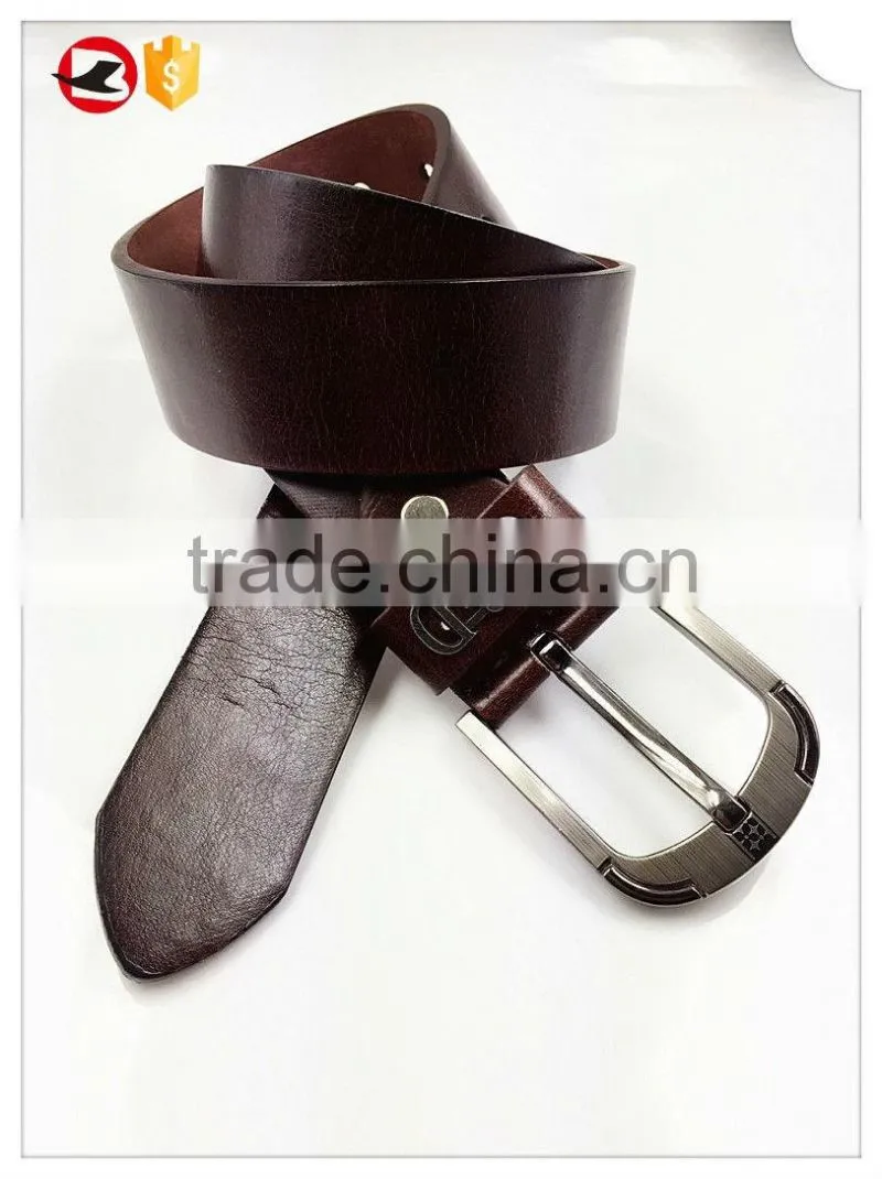 Dark brown simple flat pu belt for man