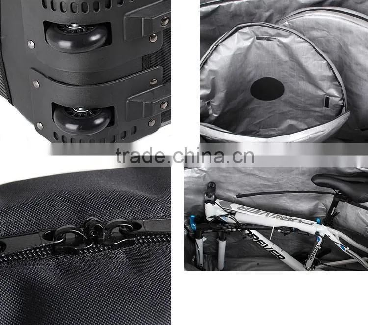Polyester Bicycle carry Bag Folding Bike Bag with Wheels with two pieces spare tire RYB075