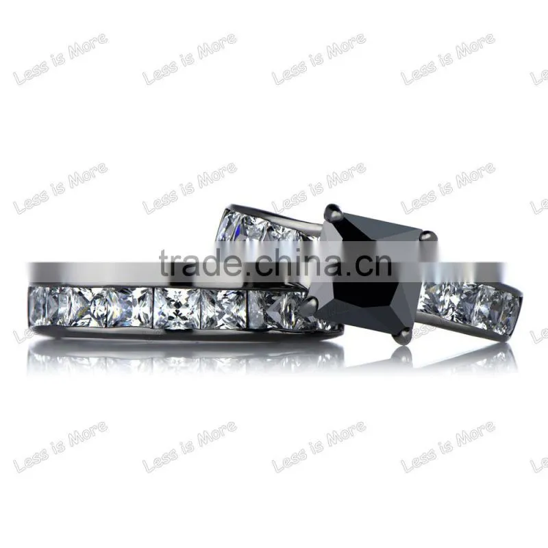 2016 classics black wedding ring set fashion 925 silver diamond ring