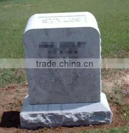 American Style Unique Design Block Shaped White Marble Grave Headstone