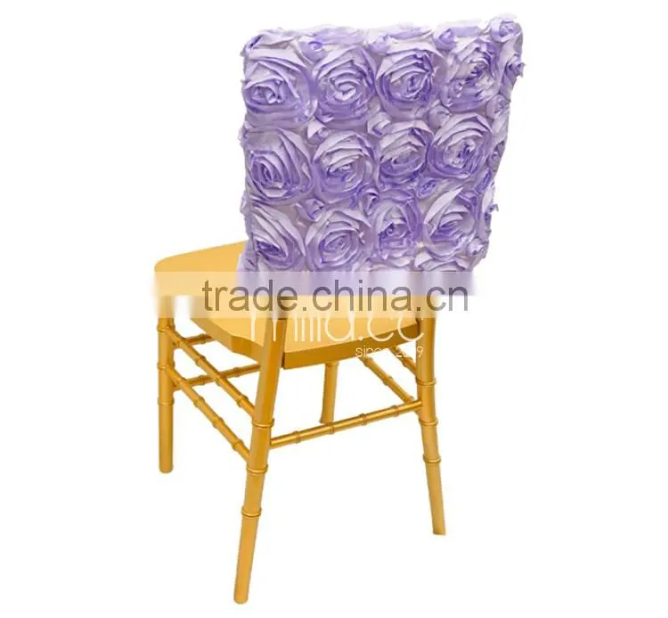 Wedding embroidered satin rosette square top chair cap covers