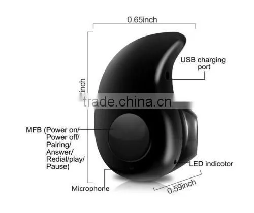 Mini single ear invisiable invisible bluetooth earphone Wireless Bluetooth 4.0 Stereo In-Ear Headset Earphone For Samsung iphone
