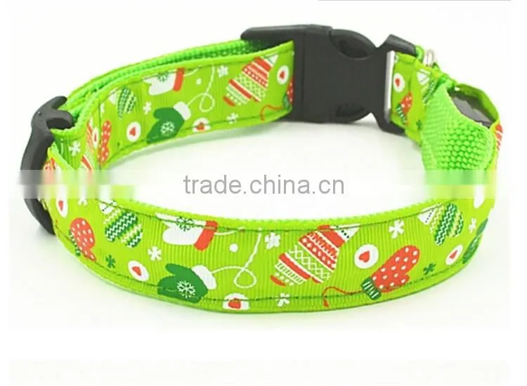 Night Light Nylon Adjustable Pet Dog Collar Lovely Christmas Flashing LED Safety Puppy Supplies