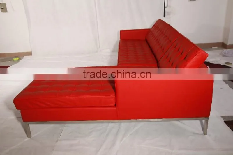modern design leather florence knoll style corner sofa with chaise lounge