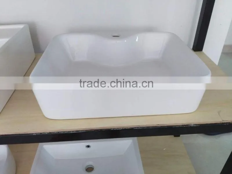 new desigh squre ceramic basin bathroom white square single hole art basin hot sale cheap price wash basin YB007