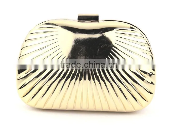 Women's fashion bag unique design gold metal clutch