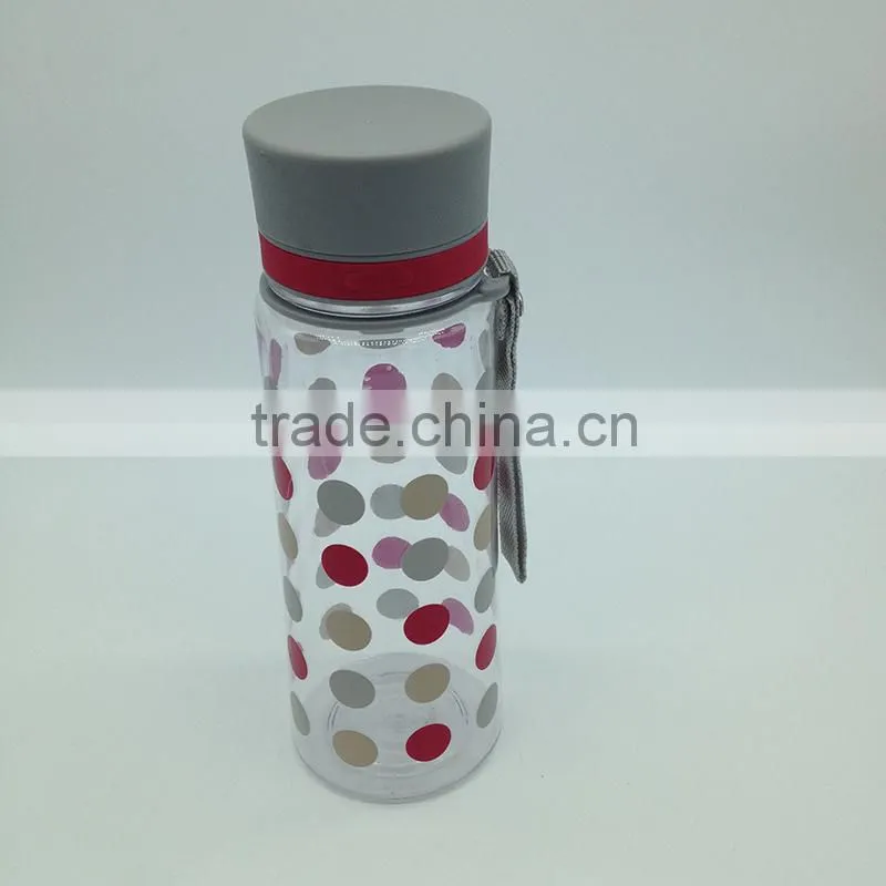 600ml carry strap BPA Free flip up hydration sports bottle with decal