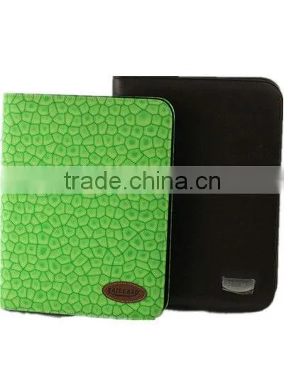 wholesale personal leather portfolio with zipper/calculator /notepad