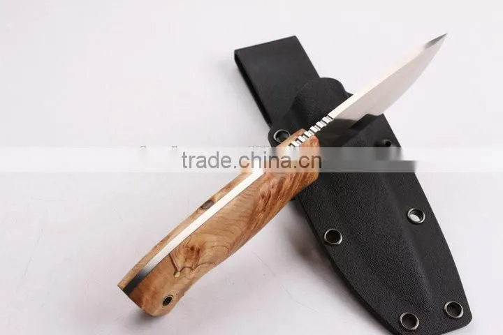 OEM fixed blade knife with D2 blade and white shadow wood handle