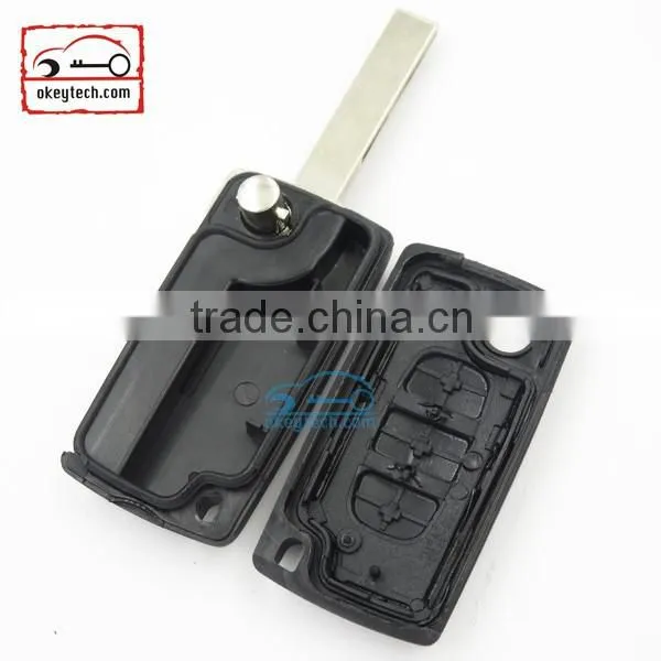 High Quatity Citroen romote flip key shell 3 button 307 blank With battery place 0536 Citroen key case