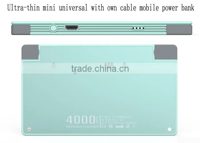 High quality 4000/4400/5200mAh external power bank battery charger aluminum alloy case power bank cell phone charger