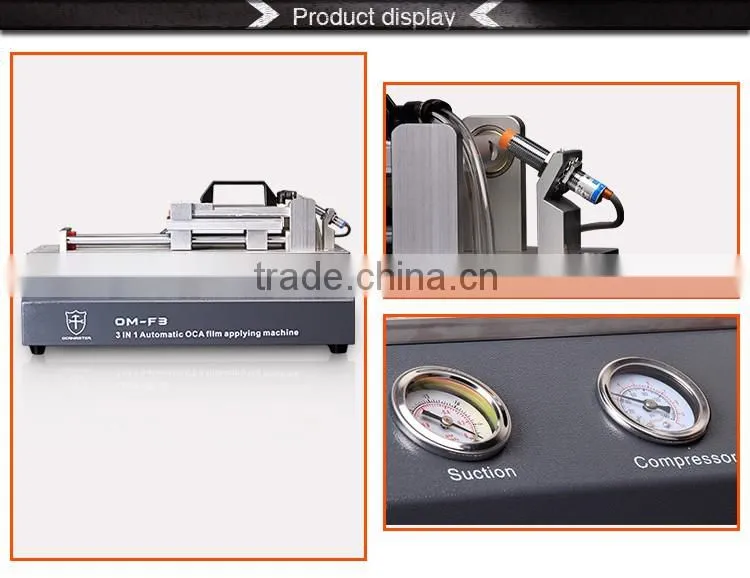 OCAmaster Universal 3 in 1 OCA Film Laminating Machine OM-F3 For LCD Refurbishing With Built-in Compressor & Vacuum Pump
