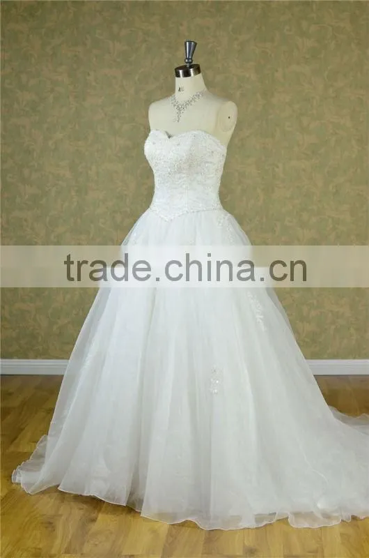 2014 sweetheart neckline crystal bead lace princess wedding dress