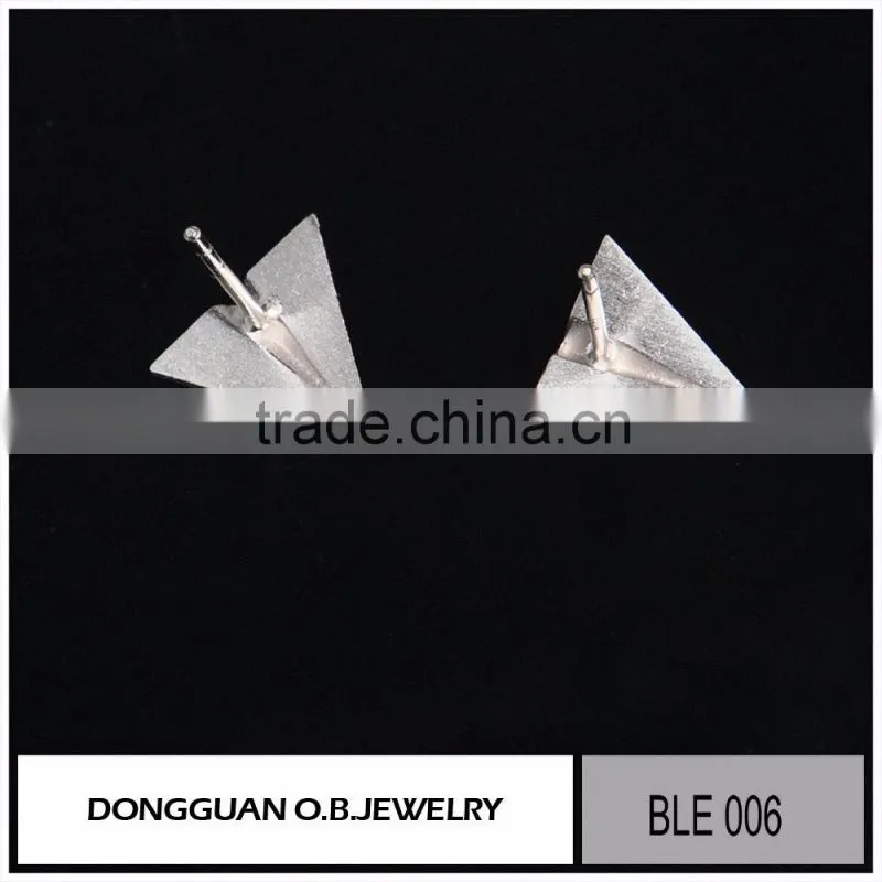 Fashion white gold silver stud earrings setting without stone