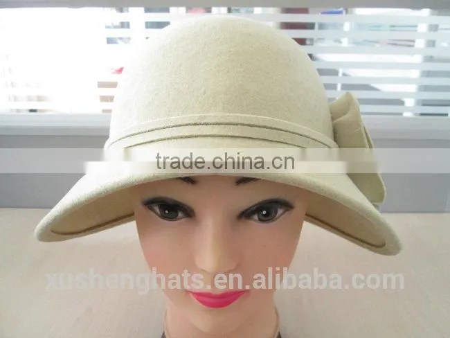 white wool felt hat with ears for girls