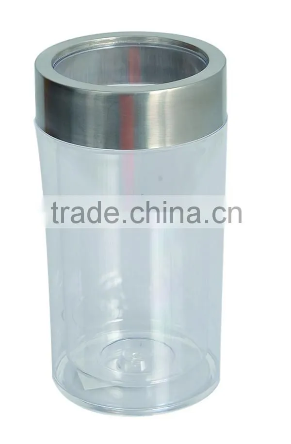 High Quality Plastic Ice Bucket Wine Cooler with PS Double Wall Design