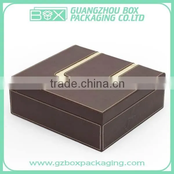 hinged brown luxurious leather chocolate boxes