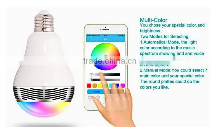 Smart Bluetooth LED Light Bulbs Wireless Control Speaker Smart Music Audio Speaker LED RGB Color Bulb Light Lamps