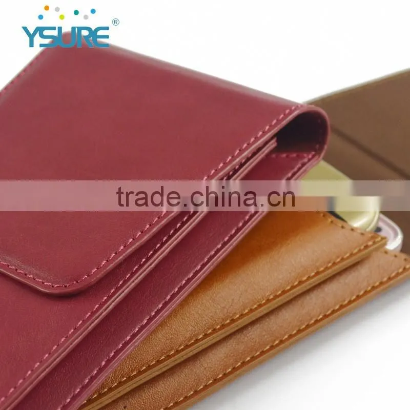 2016 Hot Sales New Style Double Pockets PU Leather Cases for Universal Mobile Phone