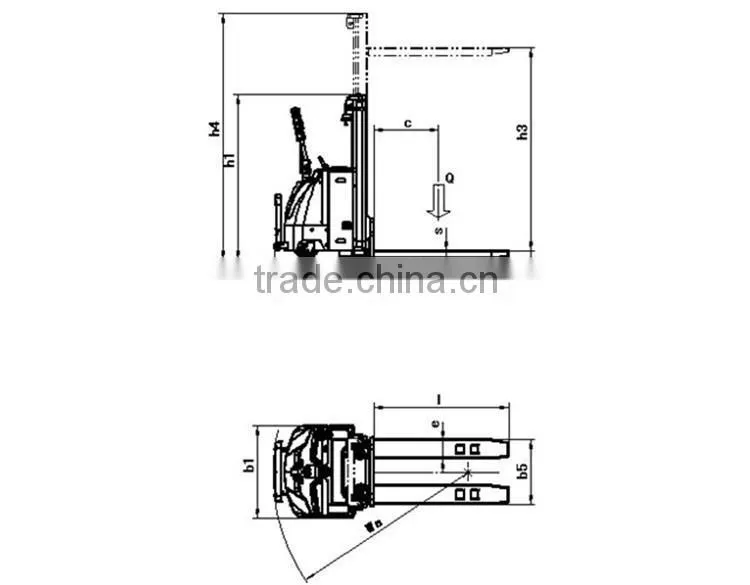 Capacity 1Ton and Lifting Height 2000mm Electric Stacker Forklift