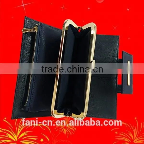 Newest arrival PU leather wallet with elastic strap and hinge design for woman