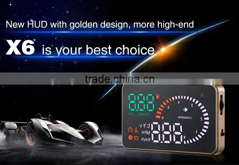 X6 3 Inch Car OBD2 II HUD Head Up Display Overspeed Warning System Projector Windshield Auto Electronic Voltage Alarm Universal