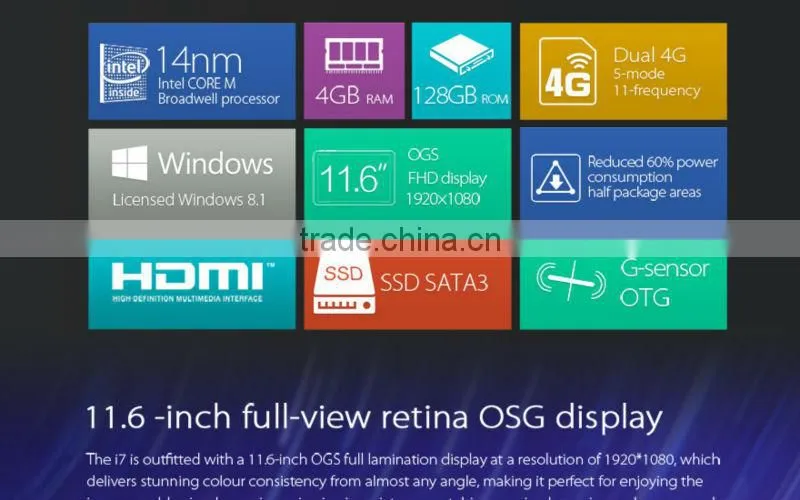 ultra thin 11.6 Inch 1920*1080 Wins 8.1 Intel Core-M 4GB RAM 128GB ROM Original Cube i7 Tablet PC