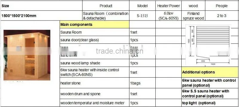 China Factory popular top selling russian sauna room with different kind of wood for choose