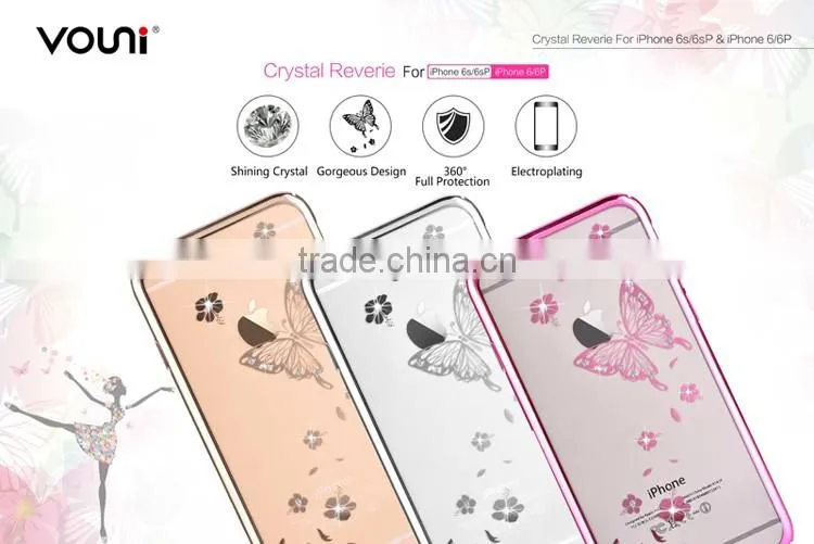 VOUNI Luxury butterfly bling PC case for iphone6s & 6s plus,electroplating mobile phone case