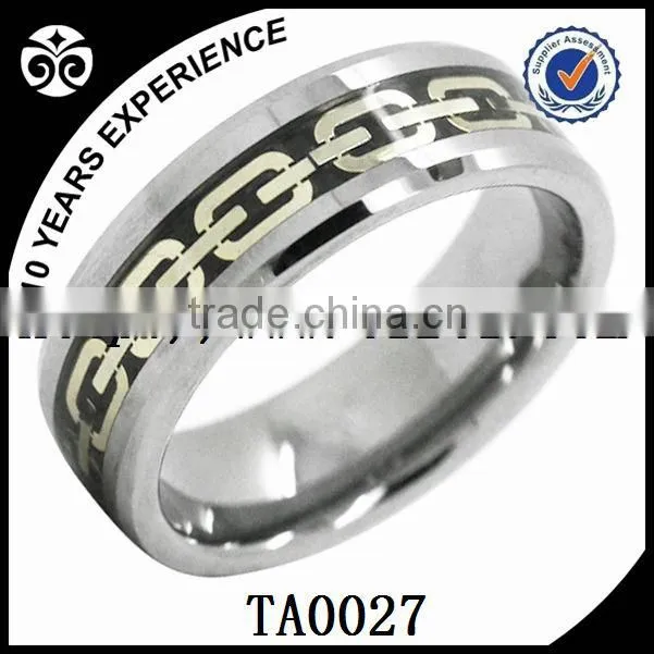 Tungsten ring 8mm men's gold plated rope inlay