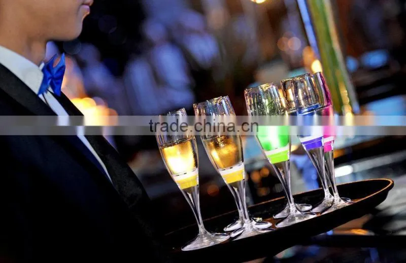 fancy Liquid active led champagne glass colorful Light Up Champagne glass