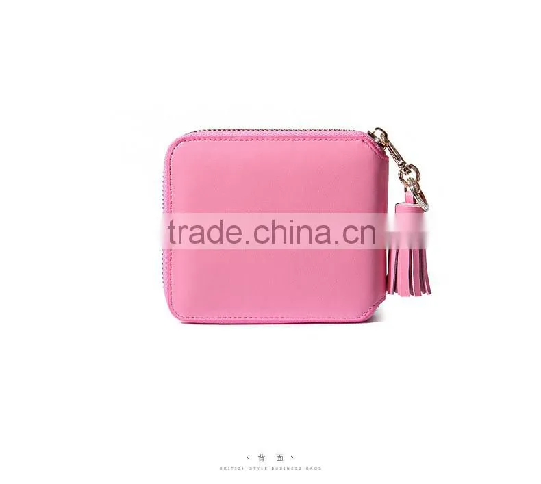 leather macrame women wallet and purse zipper open with coin slot