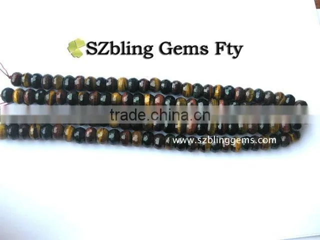 Fashion gemstone jewelry men's necklace tiger eye faceted round beads 6*10mm