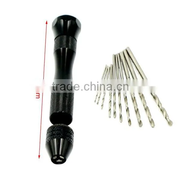Precision Pin Vise Model Hand Drill Set with Twist Drill Bits Set of 11