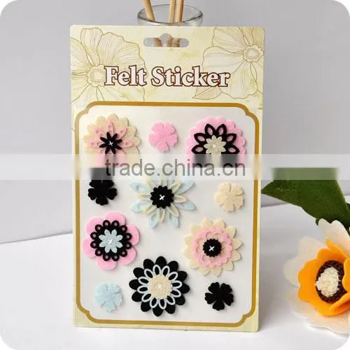 adhesive felt sticker, 3d sticker , handmade felt sticker, scrapbooking sticker, layered sticker , flower felt sticker