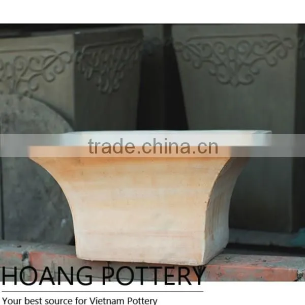Square Red Clay Flower Planter - Vietnamese Ceramic Pot