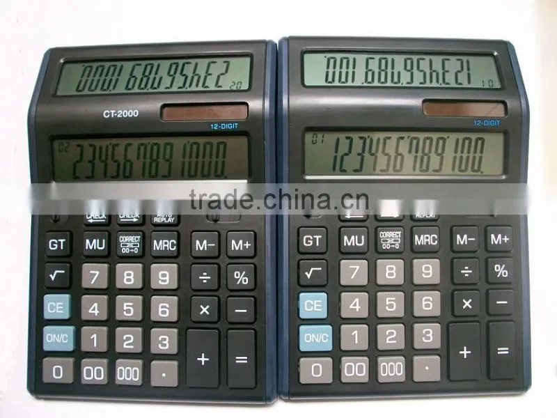 promotional item for shcool office dual power large diplay 12-digit electronic calculator double dual screen calculators