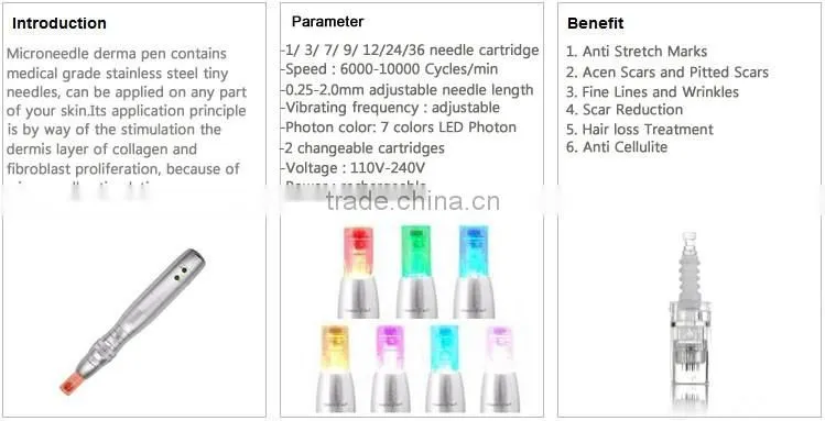 Led Nano Photon Lip/Eyelash/Facial RECHARGEABLE Microneedle Derma Pen