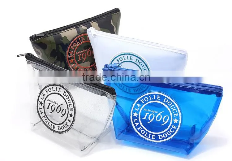 2015 new design promotional silk screen small clear PVC cosmetic bag